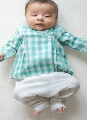 Green plain cotton jhabla set 1