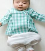 Green plain cotton jhabla set