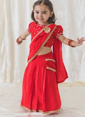 Red plain viscose saree 1