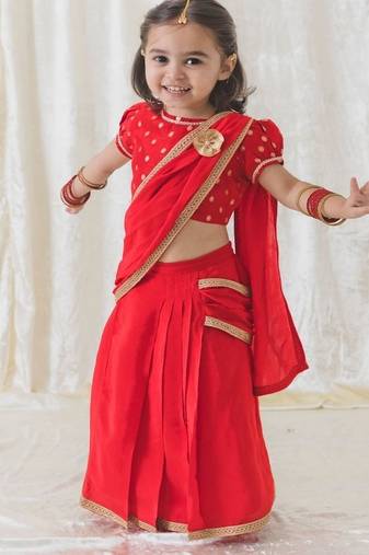 Red plain viscose saree