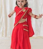 Red plain viscose saree