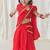 Red plain viscose saree
