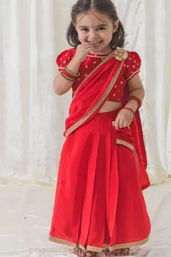 Red plain viscose saree