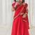 Red plain viscose saree