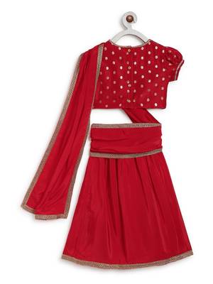Red plain viscose saree 3