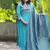 Sky Blue Embroidered Cotton Flex Kurta and Pant Set with Dupatta