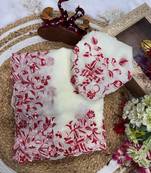 White Color Multi Color Thread And Sequins Embroidery Work Space Silk Saree