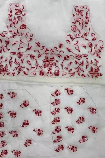 White Color Multi Color Thread And Sequins Embroidery Work Space Silk Saree