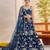 More Peach Blue Butterfly Net Thread & Sequence Embroidered Lehenga Choli with Dupatta and Blouse