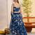 More Peach Blue Butterfly Net Thread & Sequence Embroidered Lehenga Choli with Dupatta and Blouse