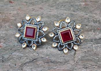 Royal Ruby Diamond Stud Earrings 1