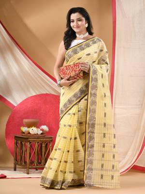 cotton saree tant cotton suhani design for woman yellow without blouse 2