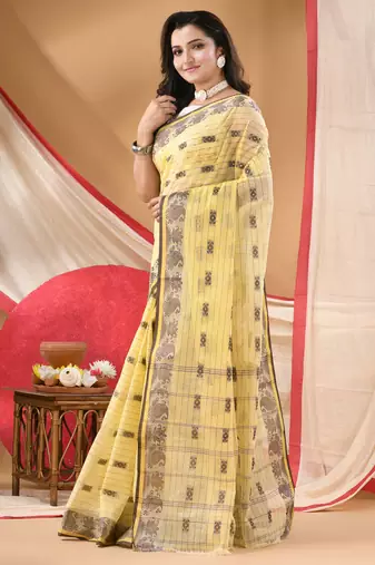 cotton saree tant cotton suhani design for woman yellow without blouse