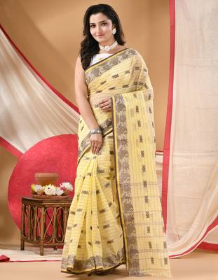 cotton saree tant cotton suhani design for woman yellow without blouse 4