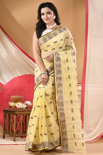cotton saree tant cotton suhani design for woman yellow without blouse