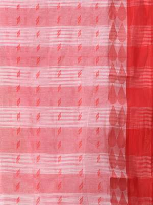 tant cotton saree pearl design for woman red without blouse 5