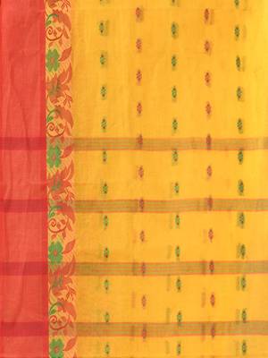 tant cotton saree patralika design for woman yellow without blouse 5