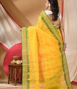 tant cotton kolkini saree for women yellow green without blouse