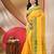 tant cotton kolkini saree for women yellow green without blouse