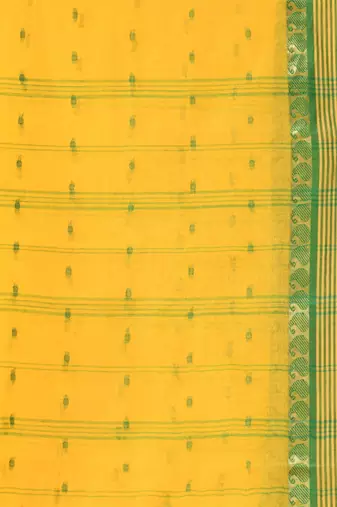tant cotton kolkini saree for women yellow green without blouse