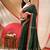 Women's cotton handloom chiffon bandhani golden temple malmal deep green unstitched blouse piece sarees for women