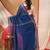 Women's cotton handloom chiffon bandhani golden temple malmal blue unstitched blouse piece sarees for women