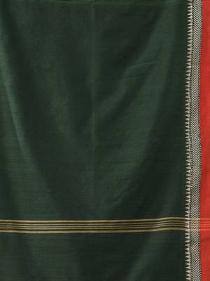 Women's cotton handloom chiffon bandhani golden temple malmal deep green unstitched blouse piece sarees for women 5