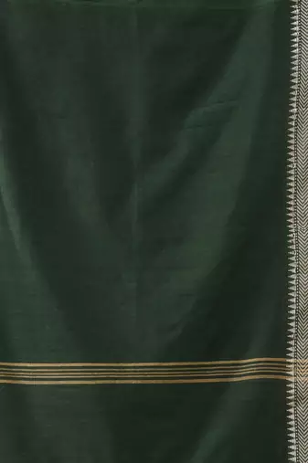 Women's cotton handloom chiffon bandhani golden temple malmal deep green unstitched blouse piece sarees for women