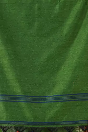 Women's cotton handloom chiffon bandhani golden temple malmal green unstitched blouse piece sarees for women