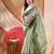 Women's tant cotton saree pearl design for woman green white without blouse