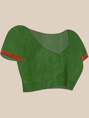 Women's cotton handloom chiffon bandhani golden temple malmal green unstitched blouse piece sarees for women 5
