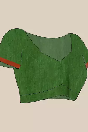 Women's cotton handloom chiffon bandhani golden temple malmal green unstitched blouse piece sarees for women
