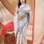 Women's cotton saree tant cotton suhani design for woman white blue without blouse
