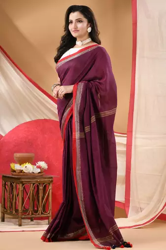 Women's cotton handloom chiffon bandhani golden temple malmal magenta unstitched blouse piece sarees for women