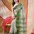 Women's tant cotton saree pearl design for woman green white without blouse