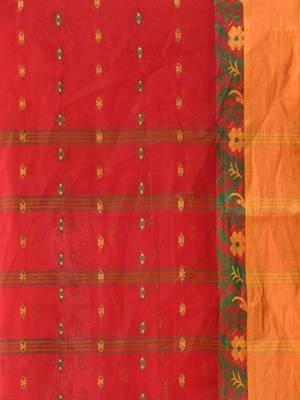 Women's tant cotton saree patralika design for woman red without blouse 5