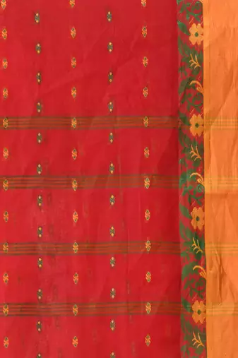 Women's tant cotton saree patralika design for woman red without blouse
