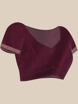 Women's cotton handloom chiffon bandhani golden temple malmal magenta unstitched blouse piece sarees for women 5