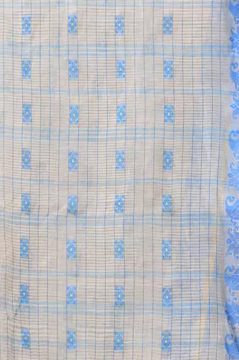 Women's cotton saree tant cotton suhani design for woman white blue without blouse