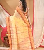 Women's tant cotton kolkini saree for women white red without blouse