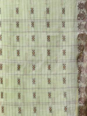 Women's cotton saree tant cotton suhani design for woman green without blouse 5