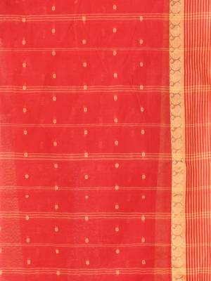 Women's tant cotton kolkini saree for women red without blouse 5