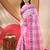 Women's tant cotton saree pearl design for woman pink without blouse