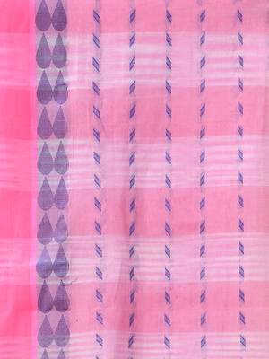 Women's tant cotton saree pearl design for woman pink without blouse 5