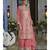 pakistani style chinon based long straight suit for women festival wear pink