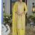pakistani style chinon based long straight suit for women festival wear yellow