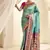 sky blue & pink paithani silk blend zari weaving with tussel  wedding wear saree