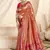 peach & pink paithani silk blend zari weaving with tussel  wedding wear saree