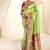 parrot green & pink tissue paithani silk blend zari weaving with tussel  wedding wear saree