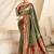 olive & red tissue paithani silk blend zari weaving with tussel  wedding wear saree